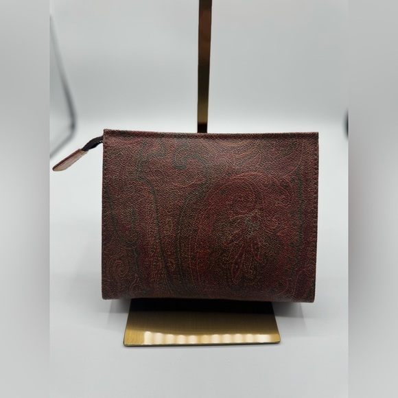 90s Etro Milano Paisley Coated Canvas Mini Clutch/Cosmetic Bag - Picture 3 of 13